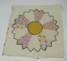 VTG Hand Embroidered Quilt Blocks 15" x 15" Flower Square Early 1900's (Q5)