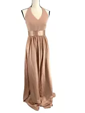 WHITE by Vera Wang V-Neck Halter Gown 2 Sleeveless Wedding Sash SAND NWT 199$