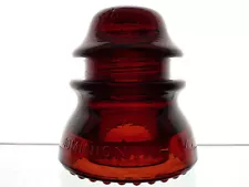 FLAWLESS- BLAZING RED SWIRLED AMBER DOMINION-42 CANADA Glass Railroad Insulator