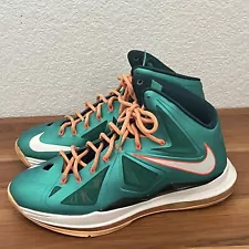 Nike Lebron 10 Miami Dolphins Green Orange Shoes 541100-302 Mens US Sz 10