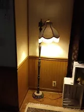 58 Inch Tall Antique Wood And Metal Floor Lamp