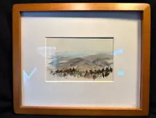 Framed Original Watercolor Landscape on Paper Artist Signed 11x9