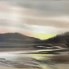 Charles Mulvey Original Watercolor Art 14x21” Landscape NW Coast Sunset