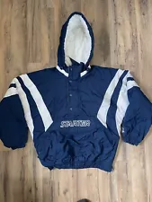 Vintage Starter Jacket Pullover 1/2 Zip Hooded Size Large