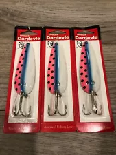 Lot of 3 New Dardevle 1 oz Daredevil Lures Rainbow Trout Nickel Back Walleye