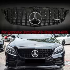 Black Grille W/Led emblem For 2019-2021 Mercedes Benz W205 C200 C300 C43 AMG