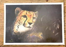 Mitchell Tolle Lithograph Print of Cheetah Titled "Angel" Signed 1992, COA #2045