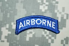 Military Patch US Army Airborne Tab White on Blue Authentic Perfect Condition