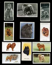 CHOW CHOW CHINESE DOG VINTAGE CIGARETTE & TRADE CARDS - x 11 all original