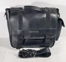 Samsonite Leather Business FlapOver Case Black With Shoulder Strap