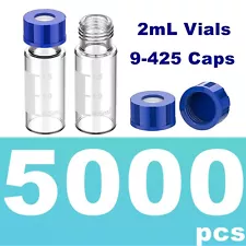 5000x 2mL Autosampler Vials 9-425 Screw Caps Sample for HPLC & GC Chromatography