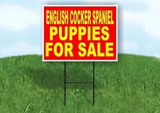 English Cocker Spaniel PUPPIES FOR SALE Yard Sign Road with Stand LAWN SIGN