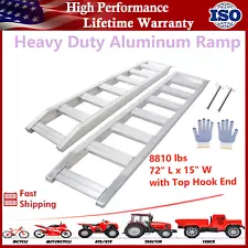 1 Pack 8810 Lbs Capacity Heavy-Duty Aluminum Ramps Hook Attaching End Universal