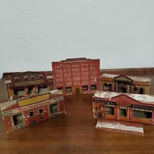 5 Vintage PUTZ HOUSES Foldable Cardboard Box Mica Snow Early 1900s AS IS See Pic