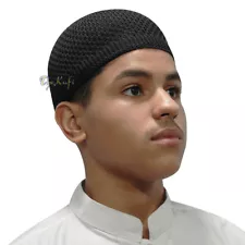 SALE! BLACK KUFI SKULL CAP | Nylon Stretchy Muslim Prayer Beanie Hat Sizes SM-4X