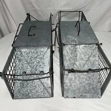 2 Vtg Havahart 2-Door Trap Model # 1030 (2) Live Animal Trap 24" x 7" x 7" Used