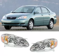 Headlights Pair For 2003-2008 Toyota Corolla Chrome Housing Lamps Left & Right (For: Toyota Corolla)