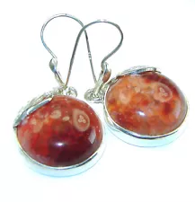 Unique Bohemian Style Mexican Fire Agate .925 Sterling Silver handcrafted Earrin