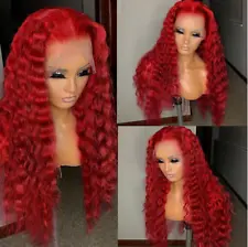 Long Deep Wave Red Lace Front Wigs For Women Synthetic Hair Wigs Cos Dress Party