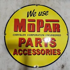 MOPAR PARTS 30 INCHES ROUND ENAMEL SIGN