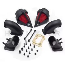 Black Dual Spike Air Cleaner Red Filter Kit Intake For Suzuki Boulevard M109R