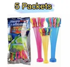 5 Packs of 111 Water Balloons Fast Fill Self-tying Water Bombs Summer Party UK