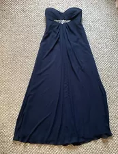 Bill Levkoff navy bling strapless gown