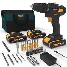 20Volt drill 2 Speed Electric Cordless Drill/Driver with Bits Set & 2 Batteries