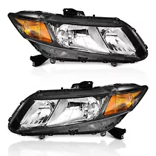 WEELMOTO For 2012-2015 Honda Civic Sedan 12-13 Coupe Black Headlights Left+Right