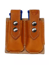 NEW Barsony Tan Leather Double Magazine Pouch for Colt Kimber Compact 9mm 40 45