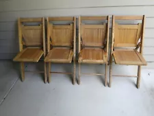 Vintage 1930s Wooden Wood Slat Back & Slat Seat Folding Chairs Chair 1930s x 1