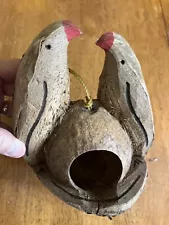 Hand Carved Coconut Shell Bird Feeder Hanging Planter