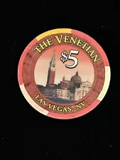 THE VENETIAN RESORT CASINO $5 hotel casino gaming poker chip - Las Vegas