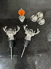 Jagermeister Set Of 2 Pour Spouts Metal Moose Heads One Jagermeister Orange