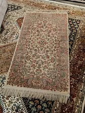 Vintage Karastan Wool Rug Ivory Floral Kirman 788 Pattern 2' 10" x 5'