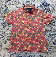 William Murray Polo Shirt Mens XL Golf Bill All Over Print Pink Orange Tree