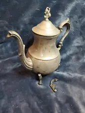 Plated Tea Pot With 2 Broken Feet Tarnished Silver In Color