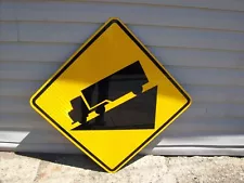 Genuine Authentic Street Highway Sign - Truck on hill symbol