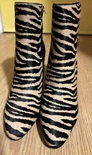 New Marc Fisher Zenettaly heeled booties zebra animal print size 11