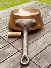 Vintage Copper Sauté Pan with Steel Handle, 1.1 kg, Collectible, France, 1950s.