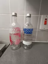 2 X Empty Absolut Vodka bottle 1 Litre