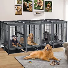 XXXL-Large Dog Cage Chew-proof Metal Pet Crate Kennel Playpen Divider for 2 Dogs