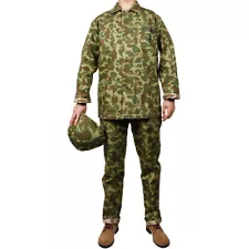 WWII US USMC PACIFIC CAMOUFLAGE FIELD UNIFORM JACKET SHIRT AND PANTS TROUSER