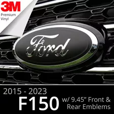 BocaDecals 2015-2023 Ford F150 Emblem Overlay Insert Decals MATTE BLACK Set of 2