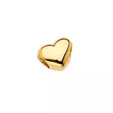 14K Yellow Gold Heart Slider Charm For Mix & Match Bracelet Necklace Chain