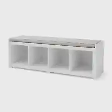 Better Homes & Gardens 4-Cube Storage Organizer Bench White Up To Three Adults