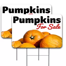 PUMPKINS FOR SALE 2 Pack Double-Sided Yard Signs 16" x 24" with Metal Stakes (Ma