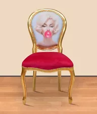 Marilyn Monroe Print Side Chair Gold leaf Accent Chair