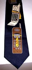 Vintage Nerd Tie Silk Old School Flip Phone Techie Theme Men's Novelty Necktie