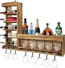 Wine Rack Wall Mounted Wood, Bar Shelves for Liquor Bottles Wine Display Storage